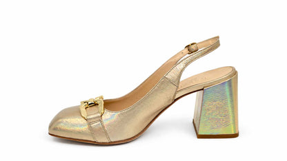 Fioralba Gold Leather Slingbacks