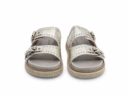 Chiara Metallic Silver Slides
