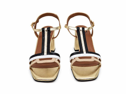 Fiamma Gold T-Bar Sandals