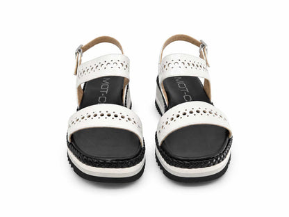 Mariella White Wedge Sandals