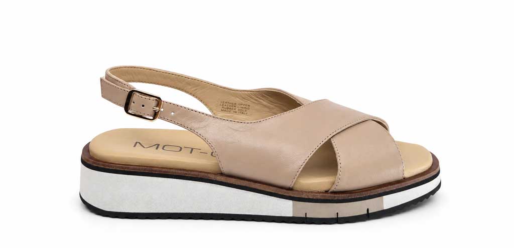 Rosalinda Beige Crossover Wedge Sandals
