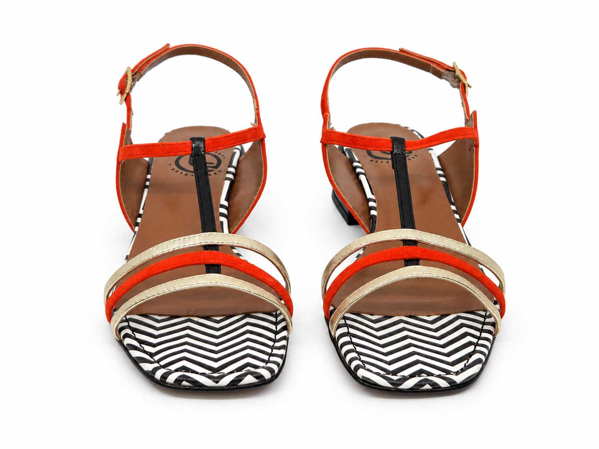 Serafina Orange & Gold Sandals