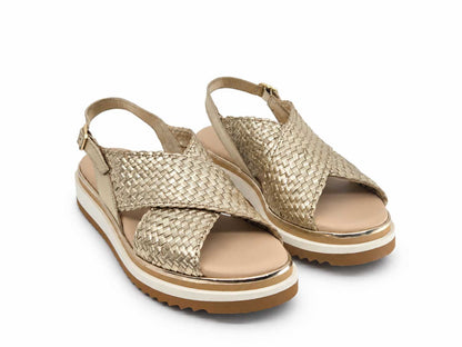 Loretta Gold Woven Platform Sandals