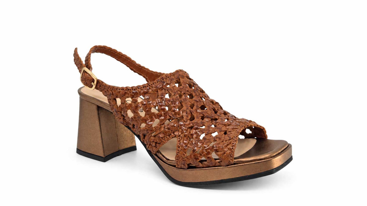 Ornella Tan Woven Platform Sandals