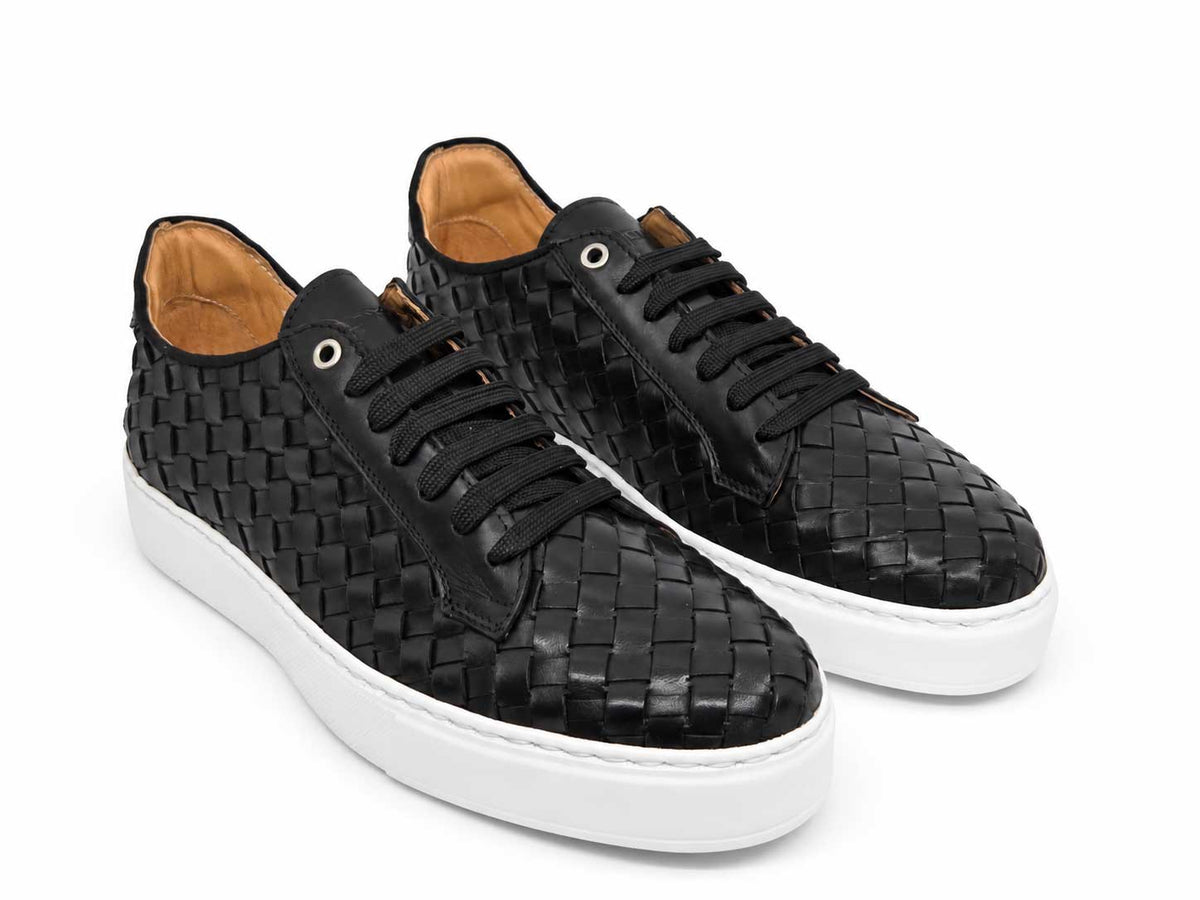 Eliano Men’s Black Woven Leather Sneakers