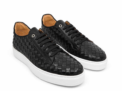 Eliano Men’s Black Woven Leather Sneakers