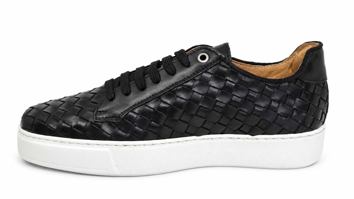 Eliano Men’s Black Woven Leather Sneakers