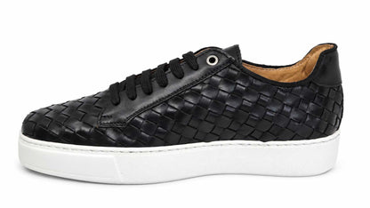 Eliano Men’s Black Woven Leather Sneakers
