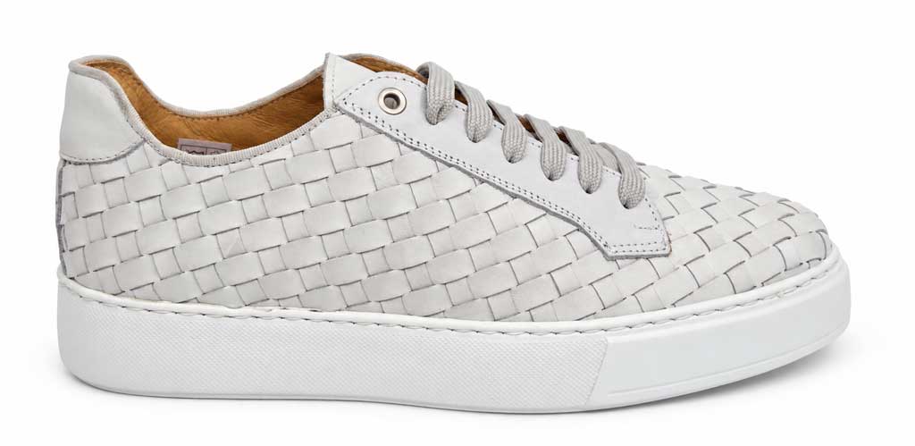 Eliano White Woven Leather Sneakers