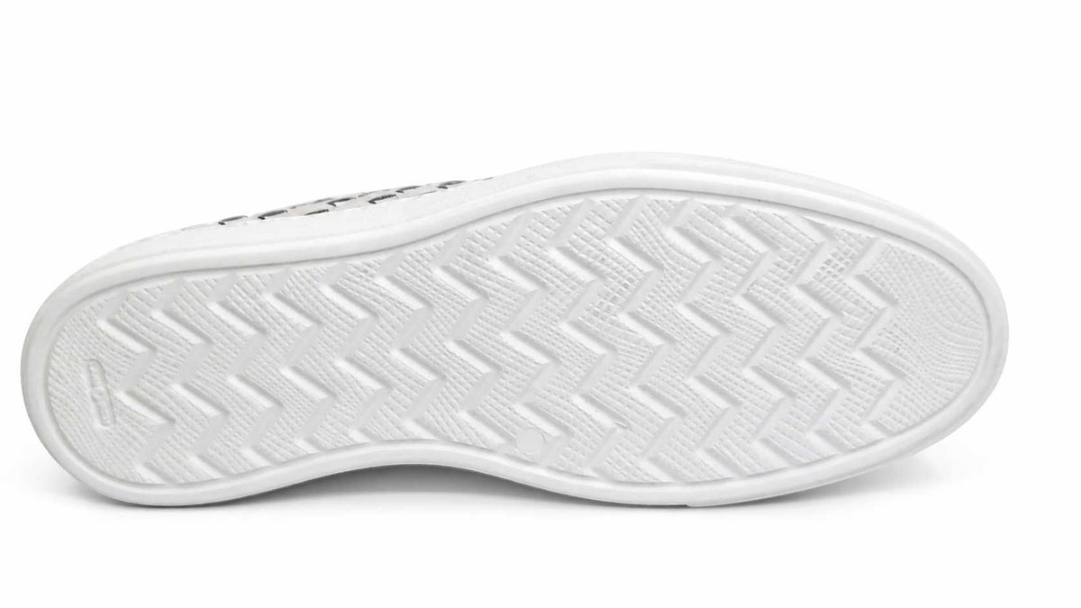 Eliano White Woven Leather Sneakers