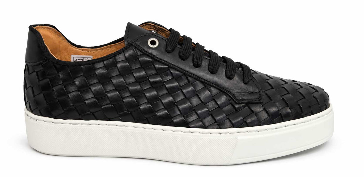 Eliano Men’s Black Woven Leather Sneakers