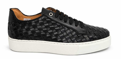 Eliano Men’s Black Woven Leather Sneakers