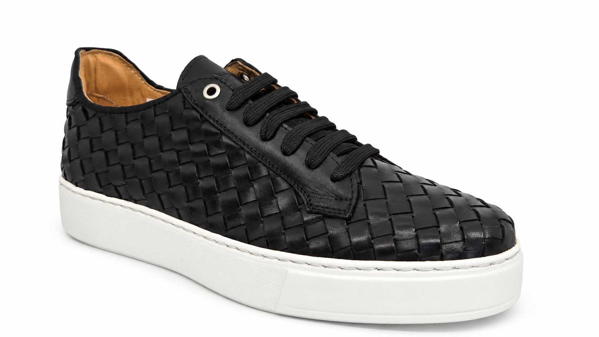 Eliano Men’s Black Woven Leather Sneakers