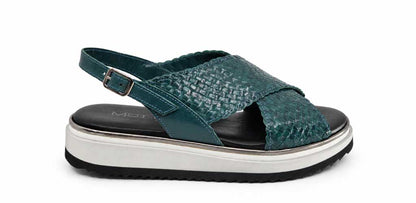 Ludovica Teal Woven Platform Sandals