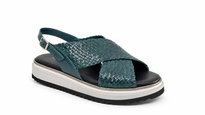 Ludovica Teal Woven Platform Sandals