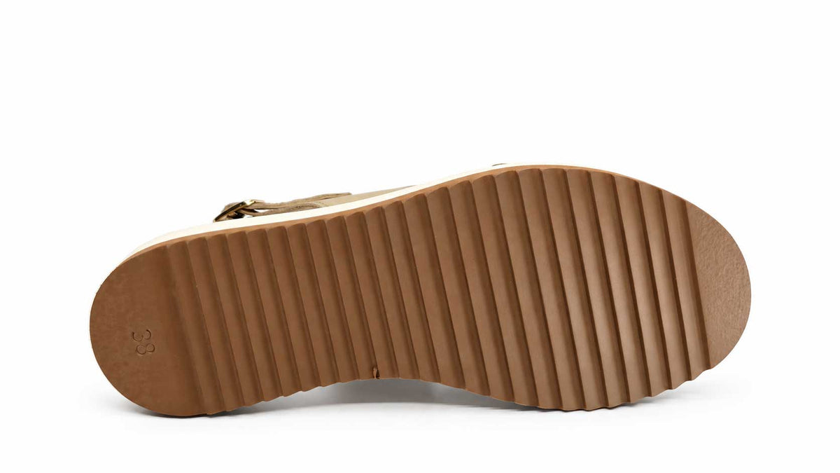 Loretta Gold Woven Platform Sandals