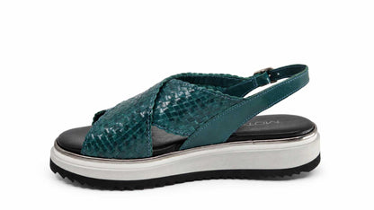Ludovica Teal Woven Platform Sandals