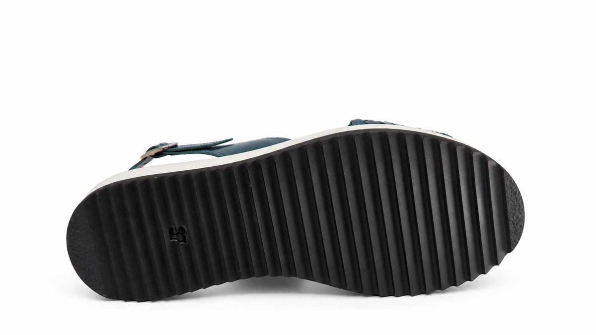 Ludovica Teal Woven Platform Sandals