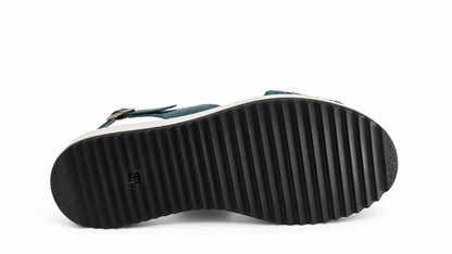 Ludovica Teal Woven Platform Sandals