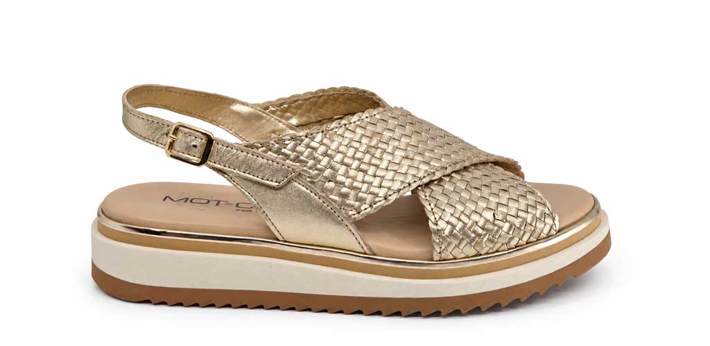 Loretta Gold Woven Platform Sandals