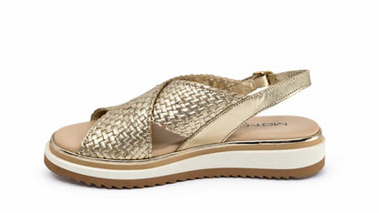 Loretta Gold Woven Platform Sandals