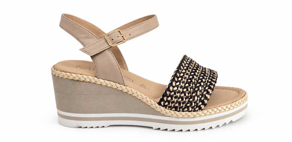Rosanna Black Raffia Wedge Sandals