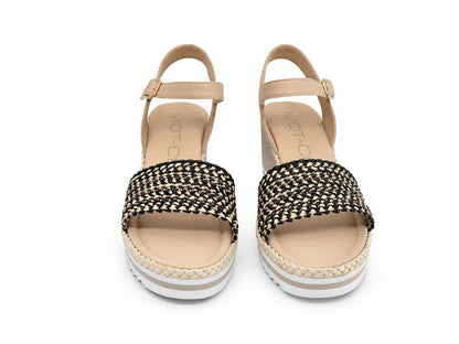 Rosanna Black Raffia Wedge Sandals
