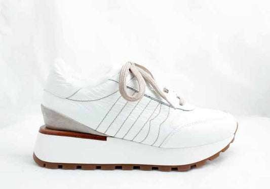 7011BM White Women's Leather Sneakers