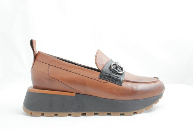 7012B Tan Women's Horsebit Loafers