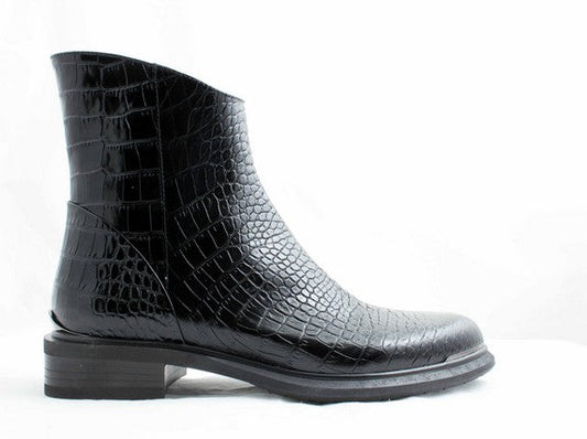 7089C Black Croc Print Women's Ankle Boots