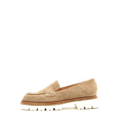 8711 Beige Suede Women's Loafers