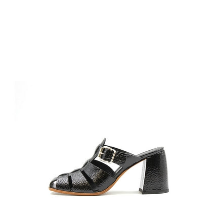8805 Black Women's Leather Mules