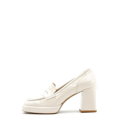 8825 Beige Patent Women's Leather Loafers