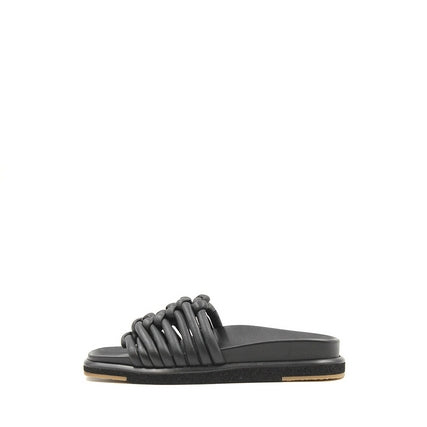 8933 Black Women's Leather Slides