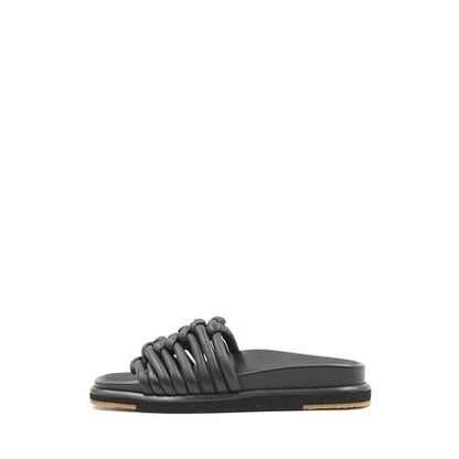 8933 Black Women's Leather Slides
