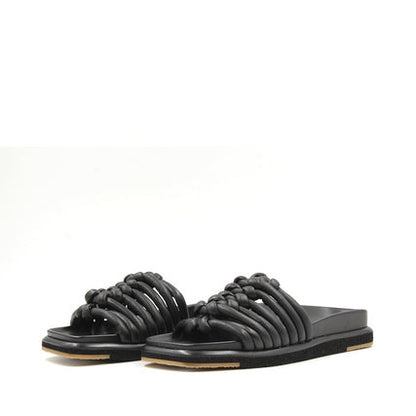 8933 Black Women's Leather Slides