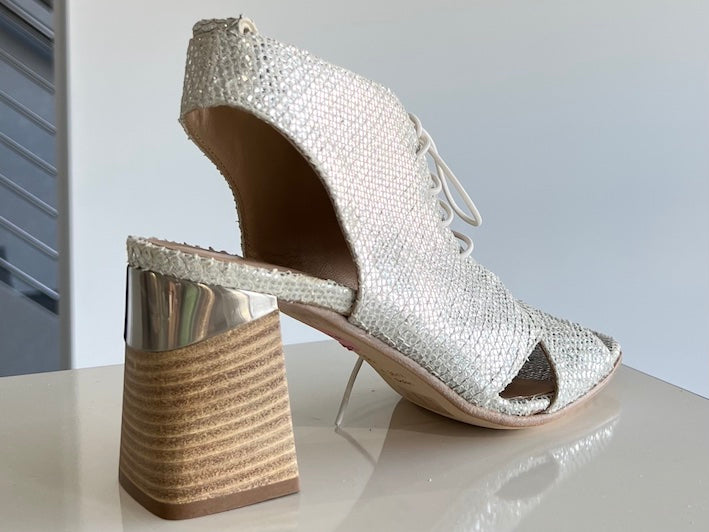 Gold Women's Lace-Up Sandals